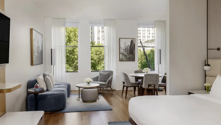 Bryant Park Studio Suite living room during the day