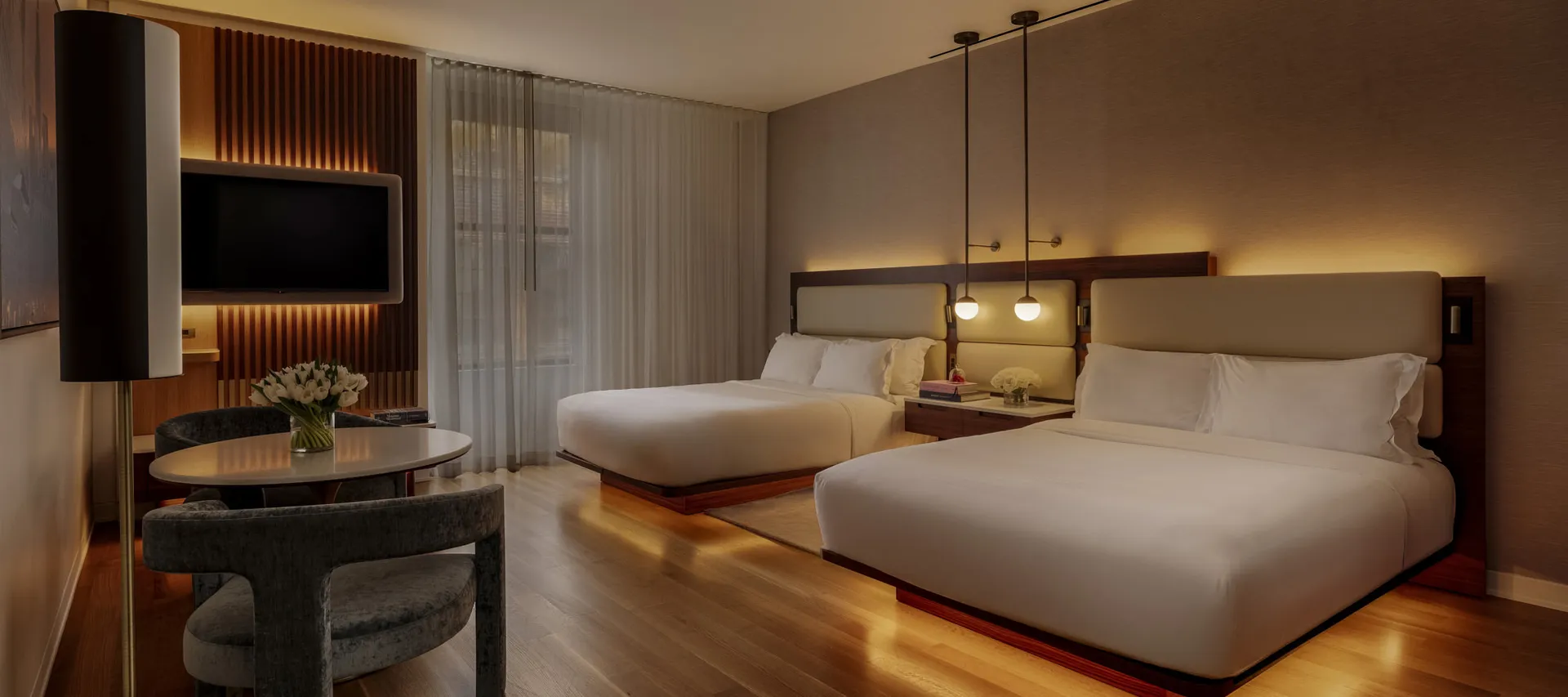 Deluxe 2 Beds - Bedroom - Night - Hotel Room NYC Bryant Park Hotel - Midtown Hotel