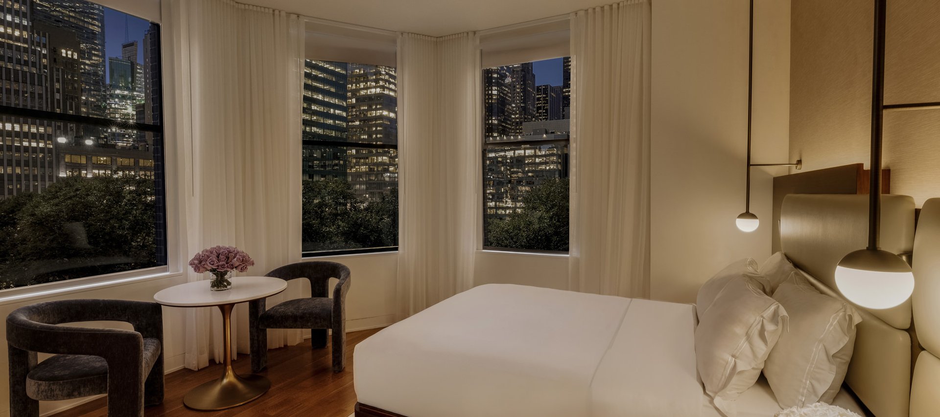 Deluxe Queen Park View - Bedroom - Night - Hotel Room NYC Bryant Park Hotel - Midtown Hotel