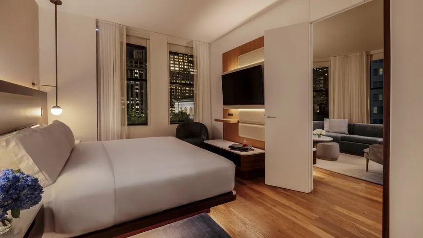 Bryant Park Suite - bedroom - night - Bryant Park Hotel NYC Midtown Hotel