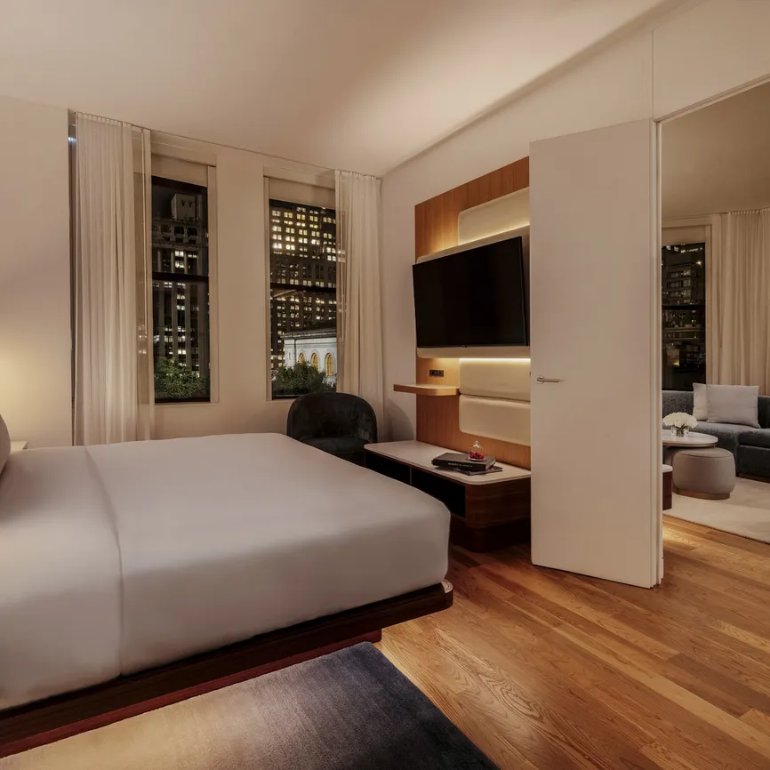 Bryant Park Suite - bedroom - night - Bryant Park Hotel NYC Midtown Hotel