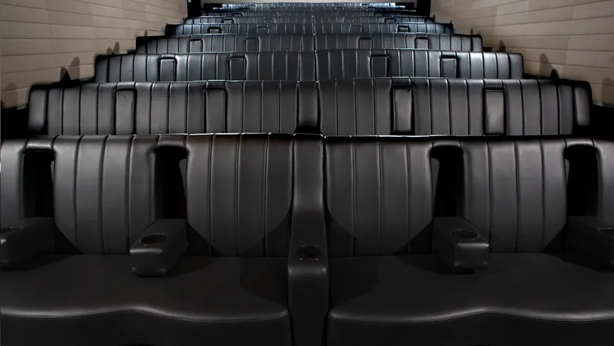 Screening Room theater seating viewed from the screen