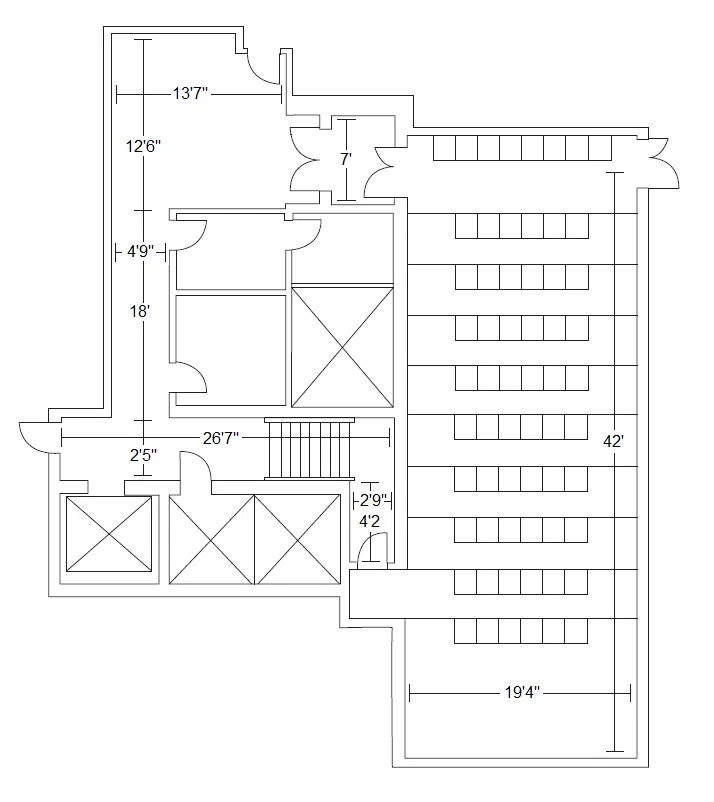 Floor plan diagram of the Screening Room