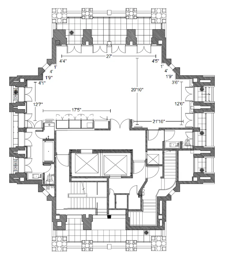 Floor plan diagram of the Terrace Loft event space with dimensions