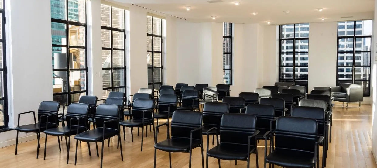 Conference Room set up classroom-style, alternate view