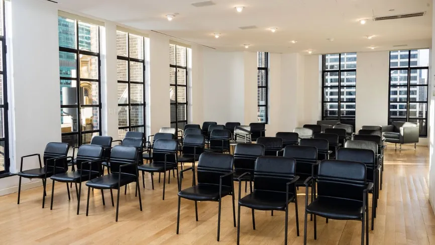 Conference Room set up classroom-style, alternate view