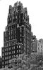 Black and white icon of the Bryant Park Hotel Art Deco tower for the History section