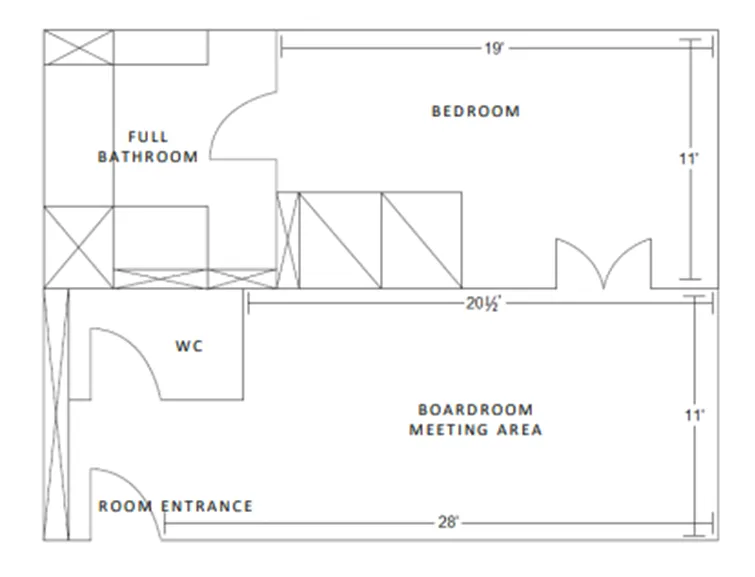 Floor plan diagram of the Boardroom Suite