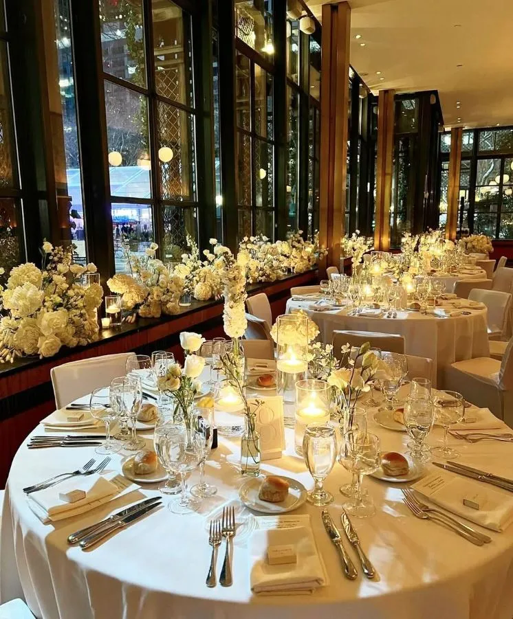 Bryant Park Grill long banquet table set for an event
