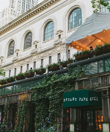 Bryant Park Grill restaurant exterior with greenery