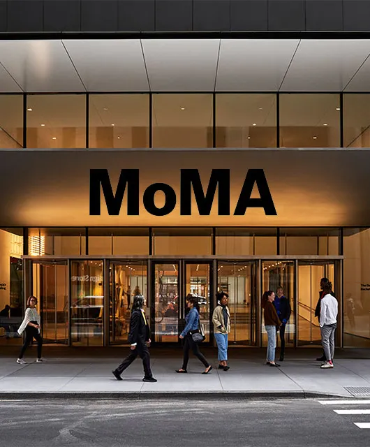 Museum of Modern Art (MoMA) entrance at night
