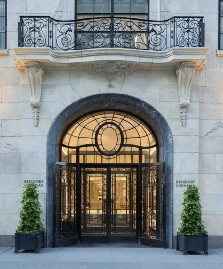Bergdorf Goodman entrance illuminated at night
