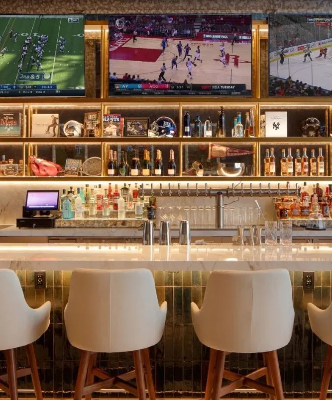 Bar interior with TV screens near Times Square